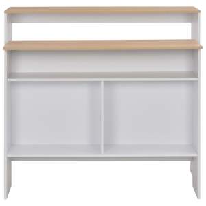 Table de bar en bois d'ingénierie blanc et chêne, dimensions 51,2x15,7x47,2 pouces - Product Image 5