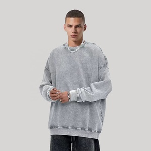 Alta calidad 370gsm 60% algodón 40% poliéster CVC Unisex de gran tamaño gota hombro Vintage sudadera desgastada para hombres y mujeres - Product Image 1