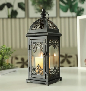 Moroccan Style Square Metal Handmade Candle <b>Lantern</b> Black Antique Finish Glass Panels Hanging Votive <b>Tea</b> <b>Light</b> Holder Home Decor - Product Image 2