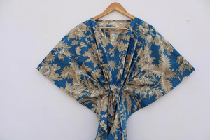 Vestido Kaftán Informal de Verano con Estampado Floral Tropical, sin Mangas, de Algodón, para Mujer, Ropa de Playa, Ropa de Estar por Casa, Textil Naaz - Product Image 5