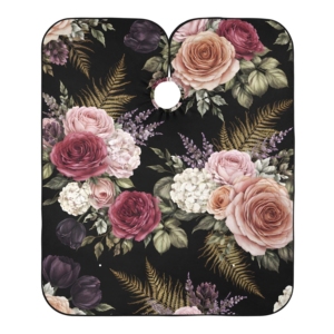 Capa de Peluquería Desechable de Goma Profesional con Logotipo Personalizado OEM, Bajo MOQ, Impermeable, Cierre Ajustable a Presión, Diseño Floral - Product Image 1