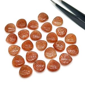 Piedra de Sol Natural en Forma de Concha, Piedra Lunar en Forma de Concha, Cuentas Talladas a Mano, Cuentas de Piedra de Sol Talladas - Product Image 2