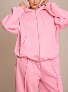 Ensemble sweat à capuche et pantalon de jogging en coton épais pour femme – Respirant, molletonné et confortable - Product Image 5