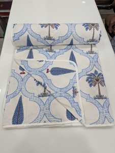 Luxury Indian Handmade Printed Cotton <b>Quilt</b> Hand Block Printed Jaipuri <b>Quilt</b> Razai Dohar Set Cotton Dohar All-Season For Home - Product Image 3