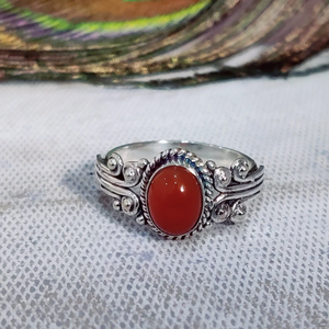 Anillo Midi Boho de Cornalina, Plata 925, Hecho a Mano, Anillo Delicado con Piedra Preciosa, Regalo para Ella - Product Image 1