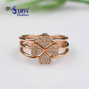 <b>Cubic</b> <b>Zirconia</b> Heart Clover <b>Ring</b> 925 Sterling Silver Rose Gold Plated Stackable <b>Ring</b> Elegant Romantic Jewelry Gift for Women - Product Image 1