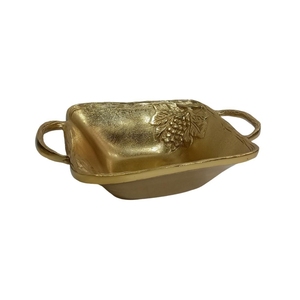 Frutero de metal dorado con base, cuenco cuadrado para ensalada, para servir alimentos, con borde de cuentas, centro de mesa. - Product Image 3