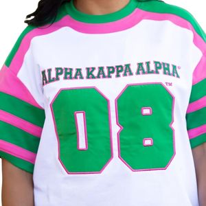 AKA Hockey Tee T-shirt en jersey de style grec pour femme, numéro 08, rose, vert, vêtements de sport décontractés de qualité supérieure - Product Image 2