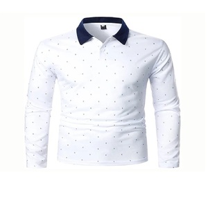เสื้อโปโลแขนยาวผู้ชายดีไซน์หรู ทรงปกติ ผ้าถักลำลอง สไตล์เรียบง่าย - Product Image 1