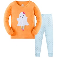 Pijamas de Dos Piezas al por Mayor, 100% Algodón, para Niños, Manga Larga, Diseño Casual con Dibujos Animados, Transpirables, para Otoño