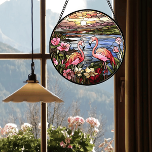 CIFbuy Acrylic Flamingo Sun Catcher Colorful Outdoor Home Decor Window Door Hanging Ornamental Pendant Crystal Decor for TikTok - Product Image 1