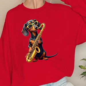 ดัชชุนด์เล่นเสื้อสเวตเชิ้ตผู้หญิงแซ็กโซโฟน - Product Image 2