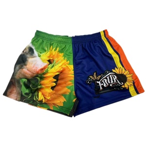 Customized Men's Hot Shorts Footy Training Gym Shorts Classics Yellow Rugby Drawstring Zipper Pockets Breathable 100% Cotton - Product Image 4