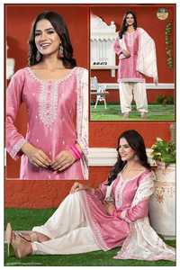 Ensemble Kurti Salwar brodé rose pour femmes, vêtements ethniques de créateur avec dupatta, collection festive pour les fêtes - Product Image 6