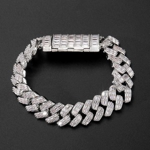 Iced Out Square Cuban Link Bracelet Moissanite Gold Plated Hip Hop Luxury Unisex Statement Jewelry <b>Gift</b> Wedding Party - Product Image 5