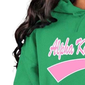 Sudadera con Capucha Personalizada con Logotipo Frontal para Invierno, en Verde y Rosa, para Hermandades Griegas - Product Image 4