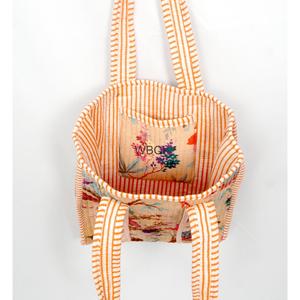 Handmade Quilted Velvet <b>Small</b> Tote Bag Floral Cotton Shoulder Handbag Striped <b>Shopping</b> Carry All for Daily Travel - Product Image 6