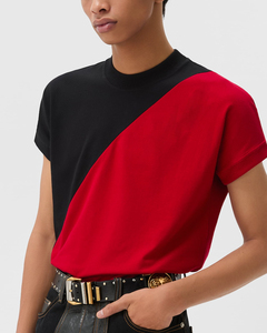 T-shirt Oversize Premium 2026 Color Block 100% Coton Épais Col Rond Épaules Tombantes Streetwear Logo Personnalisé Homme Unisexe OEM - Product Image 2