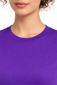 เสื้อยืดสีม่วงล้วนสำหรับผู้หญิง แขนสั้น นุ่มสบาย เรียบง่าย สบายๆ ใส่ได้ทุกวัน - Product Image 2