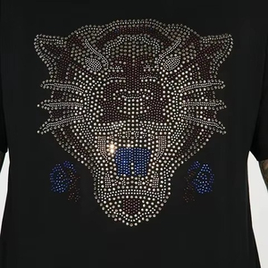 เสื้อยืดลายเสือประดับเพชรหรูหราสำหรับผู้ชาย ผ้าคอตตอนหนานุ่ม สไตล์สตรีทแวร์ ฮิปฮอป แฟชั่น บลิงค์ คุณภาพพรีเมียม - Product Image 5