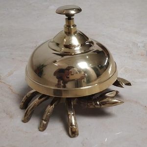 Campana de Escritorio Antigua de Latón Pulido para Recepción de Hotel, Oficina, Escuela - Campana de Servicio de Escritorio - Product Image 1