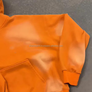 Sudadera con capucha térmica naranja extragrande personalizada VACID Wash Hoodie Drop Shoulder Blank Sun Faded Hoodie con logotipo personalizado - Product Image 3