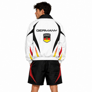 Ensemble de survêtement tendance personnalisé Allemagne : Veste coupe-vent et short, sublimation, pour équipes sportives, tenue d'été, sweats à capuche, vente en gros - Product Image 2
