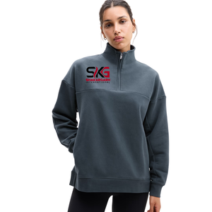<b>Women's</b> Cotton <b>Quarter</b> <b>Zip</b> <b>Sweatshirt</b> Loose Fit Crew Neck Pullover Printed Solid Custom Logo Breathable Casual Autumn Winter - Product Image 4