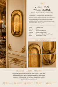 Grand European Venetian Baroque Luxury Wall <b>Sconce</b> Ornate Decorative Wall <b>Light</b> with Elaborate Mirror Detailing, Premium Brass F - Product Image 4