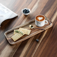 Plateau de service en bois d'acacia naturel Assiettes de service rectangulaires en bois pour dessert charcuterie apéritif biscuit plateau de présentation des aliments