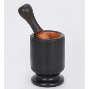 Mortero y Pilón de Madera Maciza Ecológico Hecho a Mano, Triturador Manual para Especias y Hierbas, 43 mm - Product Image 3