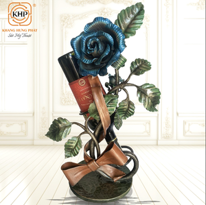 Wrought Iron <b>Wine</b> <b>Rack</b> Decor Hand Forged Rose Leaf Decorative Single Bottle Holder Eco Friendly Weather Resistant Vintage Style - Product Image 1