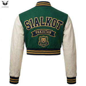 แจ็คเก็ตวาร์ซิตี้สีเขียวแบบใหม่สั่งทำพิเศษ พร้อมปักโลโก้ S และแพทช์ Wildcats แขนยาว ปกคอพับ ใส่ได้ในฤดูใบไม้ร่วง - Product Image 2