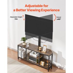 Mobile TV da 45 pollici con supporto per TV fino a 75 pollici, centro intrattenimento con luce LED, presa di corrente e altezza regolabile - Product Image 5