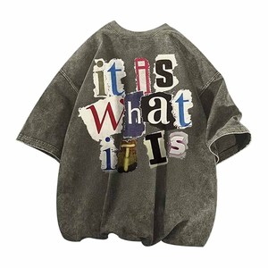 T-shirts graphiques décontractés à épaules tombantes, style streetwear oversize, effet délavé - Product Image 3