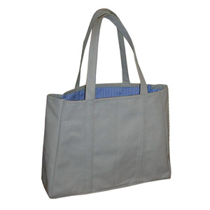 Bolsa de Compras Resistente de Algodón Macho Look de 20 OZ, Lona Natural con Forro de PV, Bolsillo Abierto para Colgar, Ideal para Compras de Verano - Product Image 1