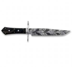 Handcrafted <b>Feather</b> Pattern Damascus Steel Display Metal Craft Dark Wood Handle Art - Product Image 2