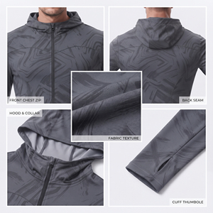Veste à capuche imprimée pour homme, coupe ajustée, respirante, pour entraînement de yoga, vêtements de fitness, sweat à capuche zippé de compression - Product Image 6