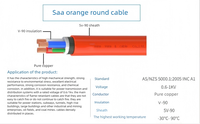 AS/NZS 5000.1 2/3 Adern + E/4c + Erdung 4mm2 6mm2 10mm2 16mm2 25mm2 35mm2 PVC-Ummanteltes Kupfer 500mm XLPE Rundkabel