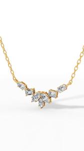 Collar de Diamantes Cultivados en Laboratorio con Corte Esmeralda y Marquesa, en Oro Sólido de 18K, Color Incoloro VVS, Colgante Inspirado en la Naturaleza con Cadena - Product Image 4