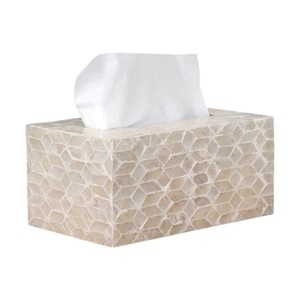 Caja de pañuelos rectangular de alta gama con incrustaciones de nácar y madera hecha a mano para decoración del hogar - Product Image 4