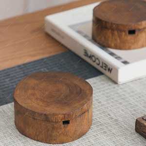 Cenicero de Madera Hecho a Mano con Tapa, Cenicero de Madera Maciza Estilo Zen Vintage - Product Image 3