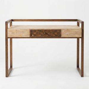 Wood Commercial <b>Office</b> Console <b>Table</b> Storage Drawer Entryway Desk Freestanding Carved Front Panel Modern Hallway Sofa <b>Table</b> - Product Image 1