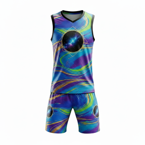 Ensemble de basket-ball professionnel sans manches avec short, tissu anti-humidité, nom et numéro de joueur personnalisés et logo d'équipe - Product Image 1