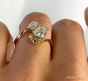 Anillo de Compromiso Premium de Moissanita de 1 Quilate, Oro Sólido de 18k, Claridad VVS1, Corte Pera Atemporal, Sin Níquel, Sin Plomo, Anillo Amarillo/Rosa/Blanco - Product Image 3