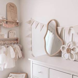 Irregular hanging <b>mirror</b> living room hallway boho decoration hand-<b>crafted</b> rattan frame wall <b>mirrors</b> - Product Image 6