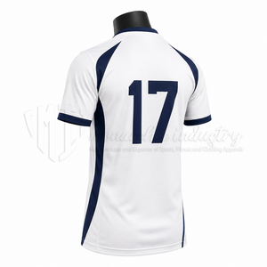Camiseta de Fútbol Ligera, Transpirable y de Secado Rápido, Blanca y Azul Marino, Personalizable con Nombre de Equipo, Unisex - Product Image 4