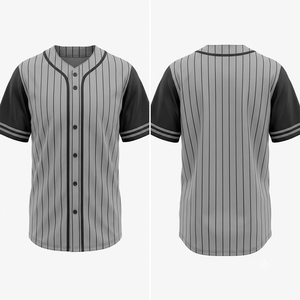 Maillot de baseball pour hommes adultes, à rayures fines, boutonné sur le devant, manches courtes, vêtements de sport en polyester, uniforme d'équipe, imprimé par transfert thermique - Product Image 3