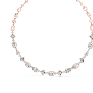 Collier intemporel en or rose 18 carats plaqué rhodium avec diamants de laboratoire de 18,7 carats à taille mixte, motif Angles Impériaux, idéal pour les fêtes, mariages et événements glamour - Product Image 2
