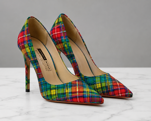 Custom Women Tartan Stiletto Heels | Scottish Plaid <b>Pointed</b> Toe High Heel Pumps | OEM Traditional Fashion Dress Shoes - Product Image 5